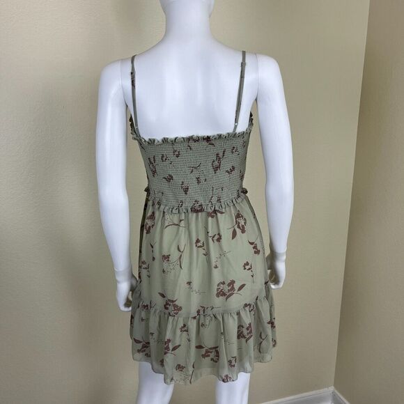 Wilfred Womens Size M Green Tempest Sleeveless Smocked Tiered Chiffon Mini Dress - Picture 7 of 15